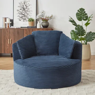 Streamdale Furniture Streamdale Corduroy Round Chair - Cushioned Backrest - Modern Comfort