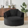 Streamdale Furniture Streamdale Corduroy Round Chair - Cushioned Backrest - Modern Comfort In Black