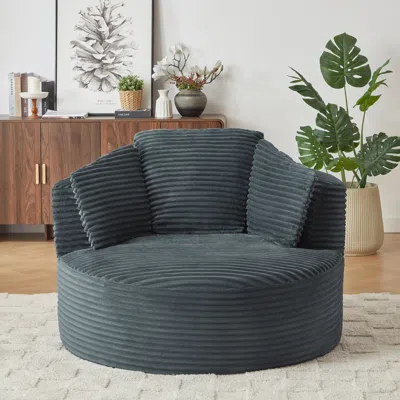 Streamdale Furniture Streamdale Corduroy Round Chair - Cushioned Backrest - Modern Comfort