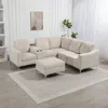 Streamdale Furniture Streamdale Corduroy Sectional Sofa With Ottoman & Usb