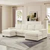 Streamdale Furniture Streamdale Corduroy Sectional Sofa With Ottomans - Beige
