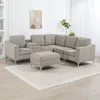 Streamdale Furniture Streamdale Corduroy Sectional Sofa With Storage, Usb, & Ottoman