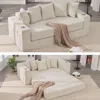 Streamdale Furniture Streamdale Corduroy Sleeper Sofa Bed Loveseat With Pillows & Cup Holders - Beige In Neutral