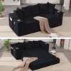 Streamdale Furniture Streamdale Corduroy Sleeper Sofa Bed Loveseat With Pillows & Cup Holders - Black In Black