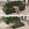 Streamdale Furniture Streamdale Corduroy Sleeper Sofa Couch Bed With Pillows & Cup Holders - Green In Green