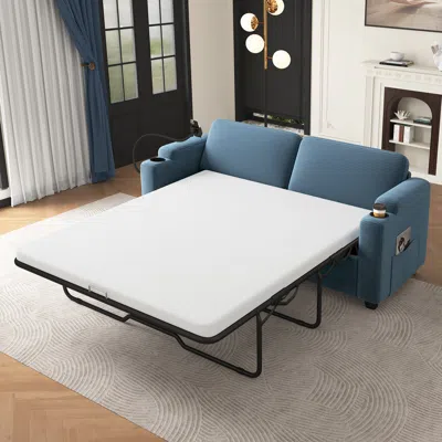 Streamdale Furniture Streamdale Corduroy Sleeper Sofa With Mattress, Usb Ports & Storage