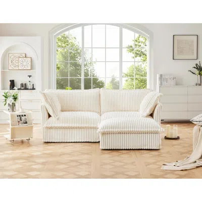 Streamdale Furniture Streamdale Corduroy Slipcovered Sectional With Ottoman And Pillows