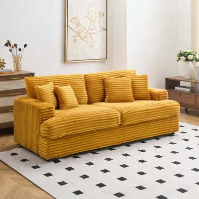 Streamdale Furniture Streamdale Corduroy Sofa 79.3", 3-seater, With 4 Pillows