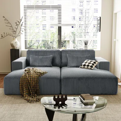 Streamdale Furniture Streamdale Corduroy Sofa Bed With 2 Pillows In Gray