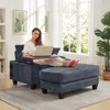Streamdale Furniture Streamdale Corduroy Sofa Bed With Ottoman, Bluetooth, Usb, Rotating Table In Blue