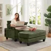 Streamdale Furniture Streamdale Corduroy Sofa Bed With Ottoman, Bluetooth, Usb, Rotating Table In Green