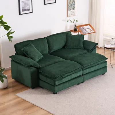 Streamdale Furniture Streamdale Corduroy Sofa Set 2-seat, 2 Back Pillows, 2 Toss Pillows, 2 Ottomans