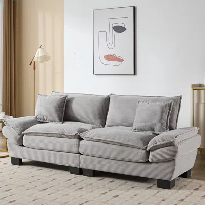Streamdale Furniture Streamdale Corduroy Sofa Sleeper Comfy, Deep-seat Couch With Pillows
