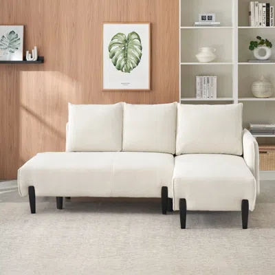 Streamdale Furniture Streamdale Corduroy Sofa With 3 Pillows - Beige In White