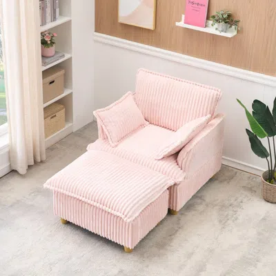 Streamdale Furniture Streamdale Corduroy Sofa With Ottoman & Pillows - Living Room/balcony/study