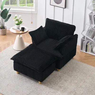 Streamdale Furniture Streamdale Corduroy Sofa With Ottoman & Pillows - Living Room/balcony/study