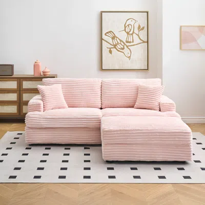 Streamdale Furniture Streamdale Corduroy Sofa With Storage Feet And Pillows (82")