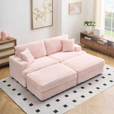 Streamdale Furniture Streamdale Corduroy Sofa With Storage, Pillows And Fashion