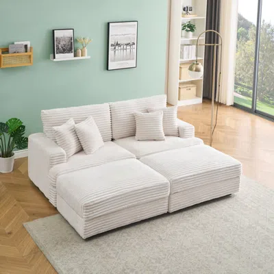 Streamdale Furniture Streamdale Corduroy Sofa With Storage, Pillows And Fashion