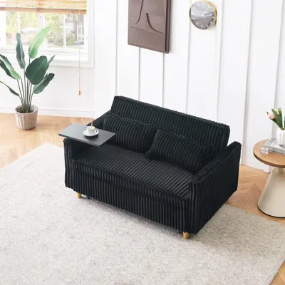 Streamdale Furniture Streamdale Corduroy Sofa With Tabletop And Usb Ports
