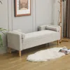 Streamdale Furniture Streamdale Corduroy Storage Bench W/ Armrests & Pillows - Light Gray