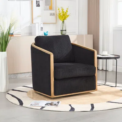 Streamdale Furniture Streamdale Corduroy Swivel Barrel Chair For Home & Office
