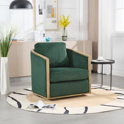 Streamdale Furniture Streamdale Corduroy Swivel Barrel Chair For Living Room