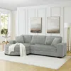 Streamdale Furniture Streamdale Corduroy Tufted Sleeper Sectional Sofa, L-shaped, Gray In Gray