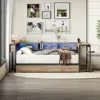 Streamdale Furniture Streamdale Corner Bed Frame Twin With Bookcase, Drawers, Led, Charging, Grey In Multi
