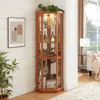 Streamdale Furniture Streamdale Corner Lighted Curio Cabinet - Dark Oak