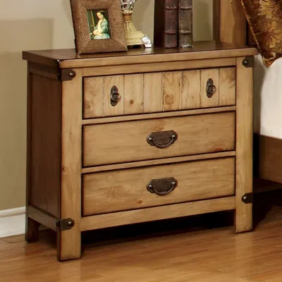 Streamdale Furniture Streamdale Cottage Style Weathered Elm 1 Piece Nightstand Ball Bearing Metal