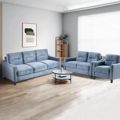 Streamdale Furniture Streamdale Couch Comfortable Sectional Couches Set 1+2+3 In Blue