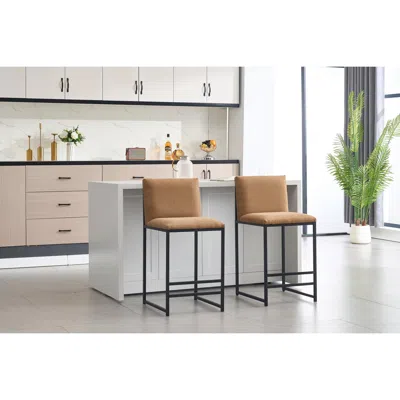 Streamdale Furniture Streamdale Counter Height Bar Stools Set Of 2 - Linen Upholstered