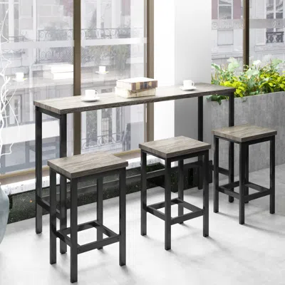 Streamdale Furniture Streamdale Counter Height Extra Long Dining Table Set With 3 Stools Pub