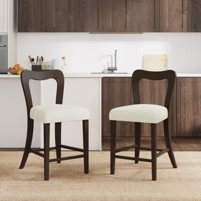 Streamdale Furniture Streamdale Counter Stool Without Arm(dark Brown+beige) Set Of 2