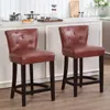 Streamdale Furniture Streamdale Cow Leather & Wood Bar Stool - 26" Kitchen/pub Height In Brown