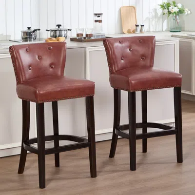 Streamdale Furniture Streamdale Cow Leather & Wood Bar Stool - 29.5" Kitchen/pub Height