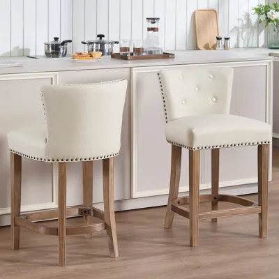 Streamdale Furniture Streamdale Cow Leather & Wood Bar Stool - 29.5" Kitchen/pub Height In Brown