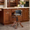Streamdale Furniture Streamdale Cow Leather Swivel Counter Stool - Adjustable Height, Back, Blue In Brown