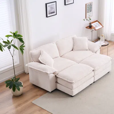 Streamdale Furniture Streamdale Cozy 84.6" Corduroy Sofa With Pocket Spring Cushions