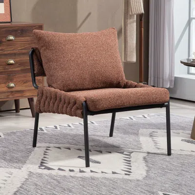 Streamdale Furniture Streamdale Cozy Accent Lounge Chair With Braided Upholstery, Metal Frame