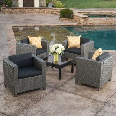 Streamdale Furniture Streamdale Cozy And Colorful Outdoor Wicker Club Chairs With Water-resistant Cushions In Gray