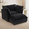Streamdale Furniture Streamdale Cozy Black Armchair Sofa With Ottoman