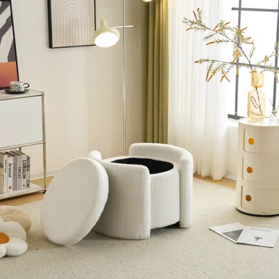 Streamdale Furniture Streamdale Cozy Boucle Storage Ottoman Stylish Comfort With Hidden Storage In White