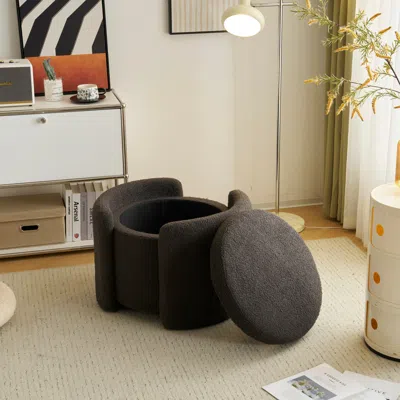 Streamdale Furniture Streamdale Cozy Boucle Storage Ottoman Stylish Comfort With Hidden Storage In Black