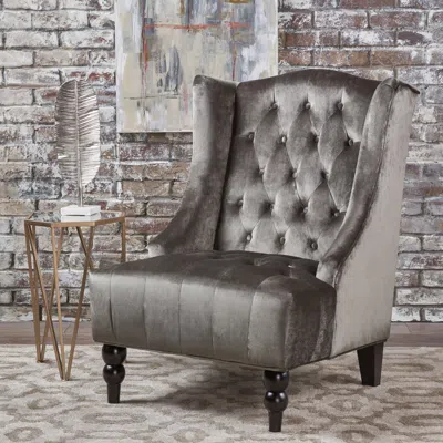 Streamdale Furniture Streamdale Cozy Club Chair Button-tufted Elegance For Comfort And Style In Gray