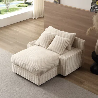 Streamdale Furniture Streamdale Cozy Corduroy Daybed With Removable Back Cushions And Plush Polyester Seating In Neutral