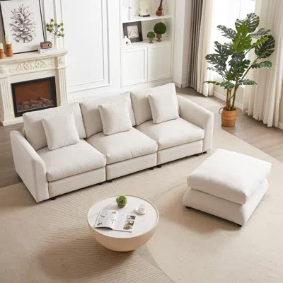 Streamdale Furniture Streamdale Cozy L-shaped Sofa Ottoman, 3 Cushions, 3 Pillows