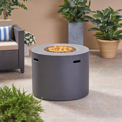 Streamdale Furniture Streamdale Cozy Outdoor Warmth Dark Grey Concrete Fire Table With Propane Tank Space In Brown