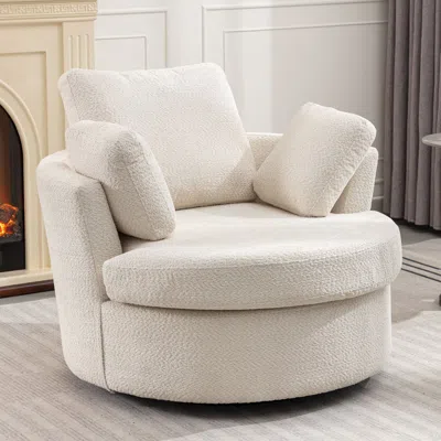 Streamdale Furniture Streamdale Cozy Oversized Swivel Chair With Pillows For Living Room